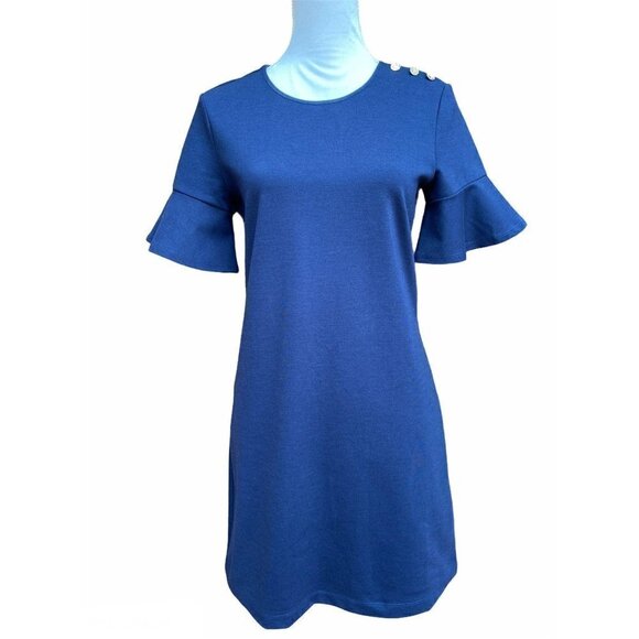 Draper James Navy Blue Bell Sleeve Shift Dress XS - Picture 5 of 11
